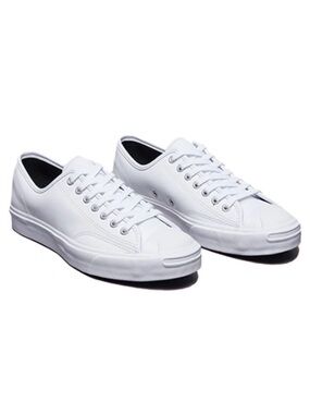 Converse Jack Purcell, White Leather Low-Top Men's Sneakers